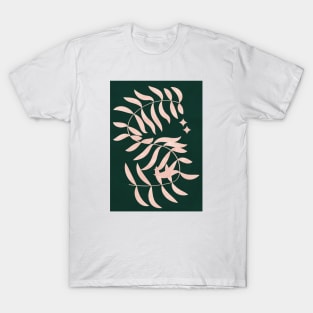 Botanical Plant, Palm Leaf, Earth Tones, Boho, Forest Green T-Shirt